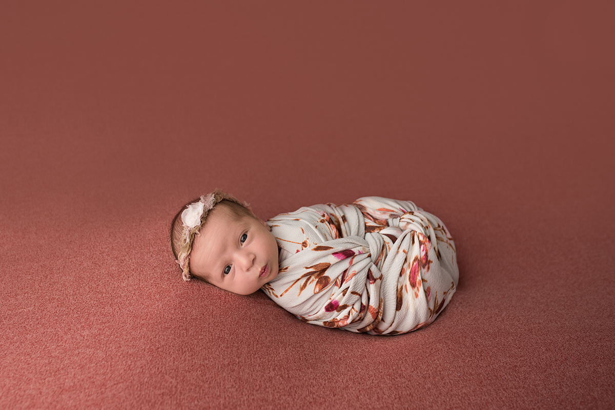awake newborn during newborn photo session
