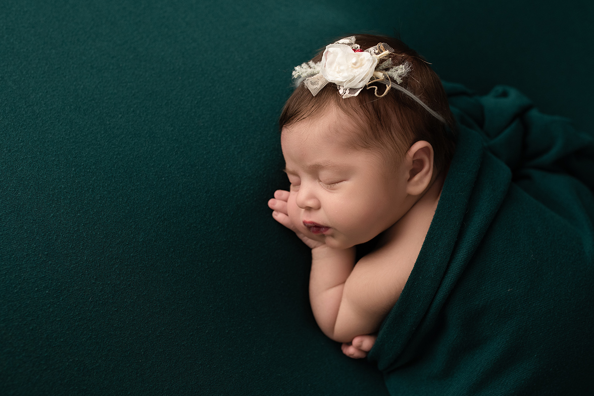 sleeping newborn during posed newborn photo session