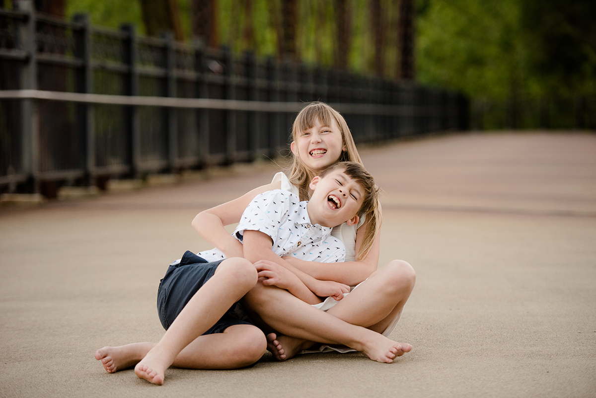 boy and girl laughing
